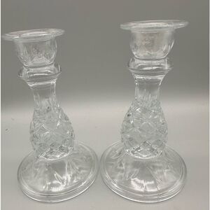 Crystal Pineapple clear glass candleholder set